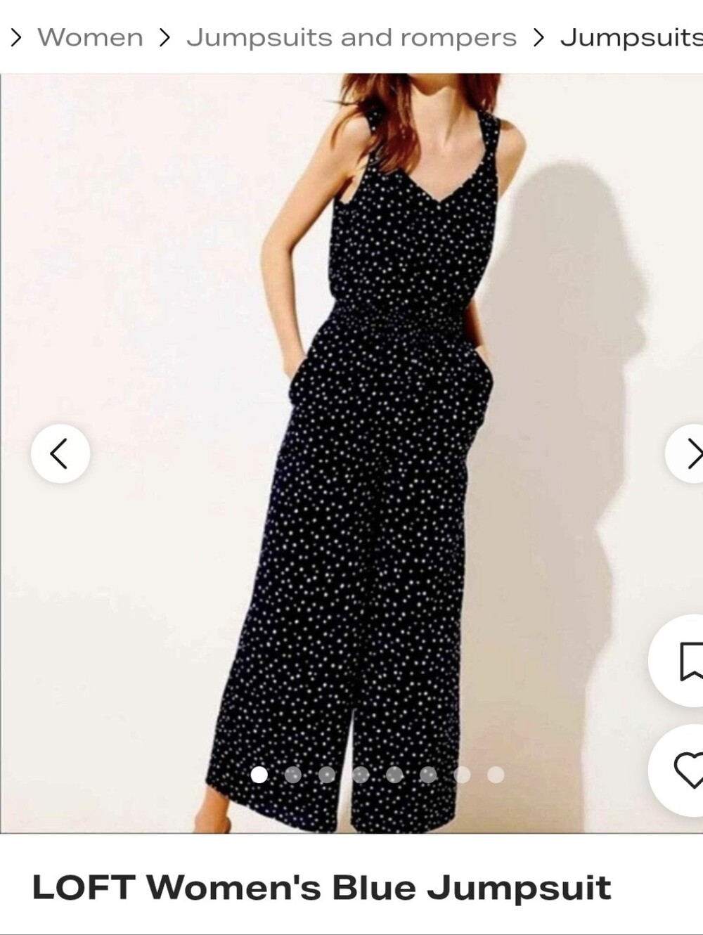 LOFT Black Polka Dot Wide-Leg Jumpsuit